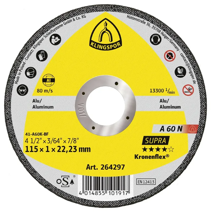 A 60 N Supra 264297 Trennscheibe gerade 115 mm 25 St. Aluminium de Klingspor – image du produit