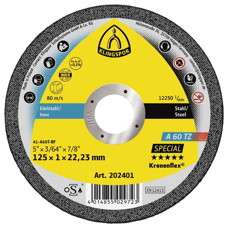 A 60 TZ Special 233742 Trennscheibe gekröpft 125 mm 25 St. Edelstahl, Stahl de Klingspor – image du produit