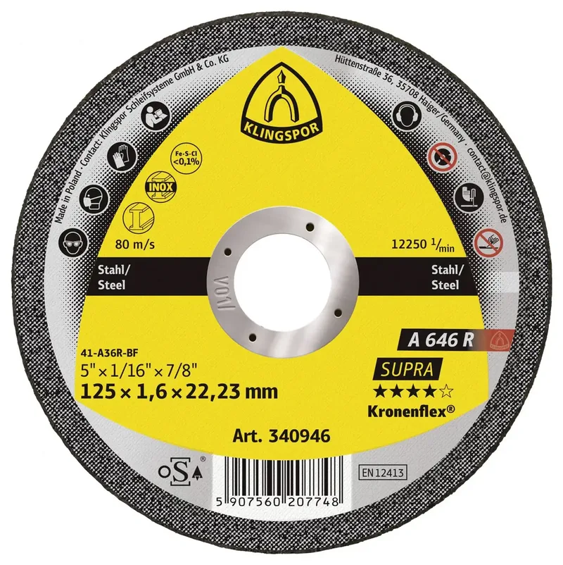 A 646 R Supra 340944 Disque à tronçonner 180 mm 25 pc(s) acier de Klingspor – image du produit