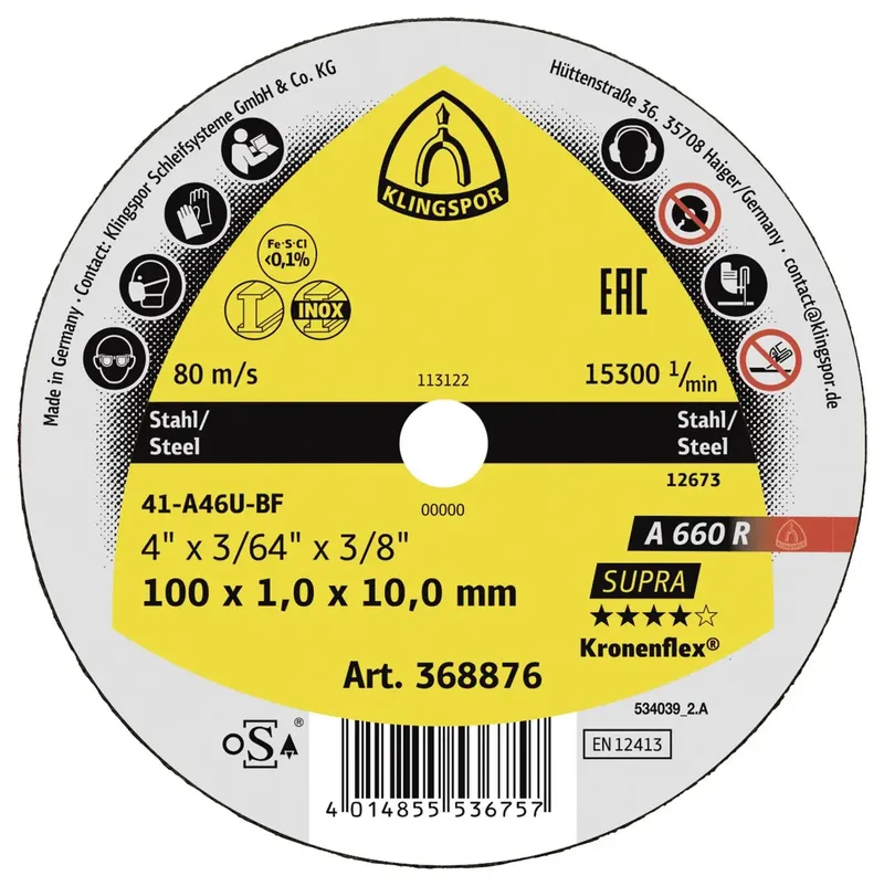 A 660 R Supra 368881 Disque à tronçonner 50 mm 40 pc(s) acier, acier inoxydable de Klingspor – image du produit