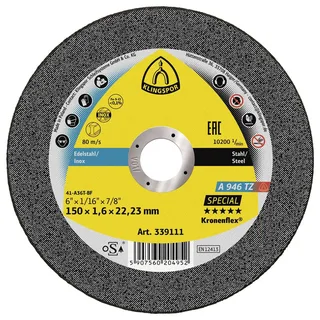 A 946 TZ Special 339111 Disque à tronçonner 150 mm 25 pc(s) acier, acier inoxydable de Klingspor – image du produit 1 sur 2