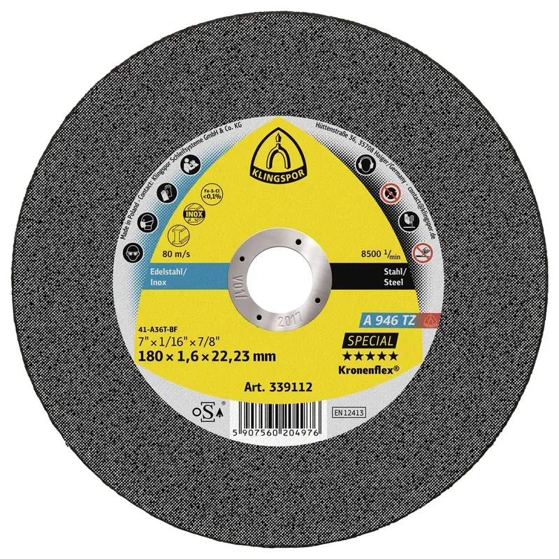 A 946 TZ Special 339112 Disque à tronçonner 180 mm 25 pc(s) acier, acier inoxydable de Klingspor – image du produit 1 sur 2