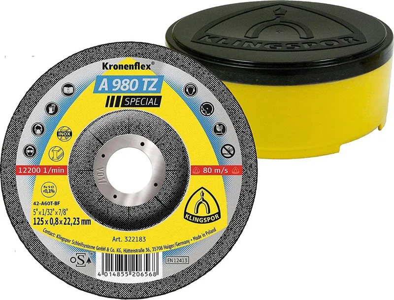 A 980 TZ Special 322183 Doorslijpschijf gebogen 125 mm 25 stuk(s) RVS, Staal, Non-ferrometaal von Klingspor – Produktbild