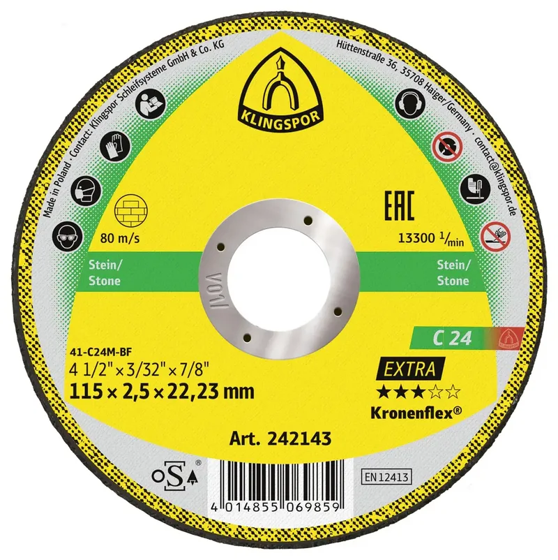 C 24 Extra 242143 Trennscheibe gerade 115 mm 25 St. Stein, Beton de Klingspor – image du produit