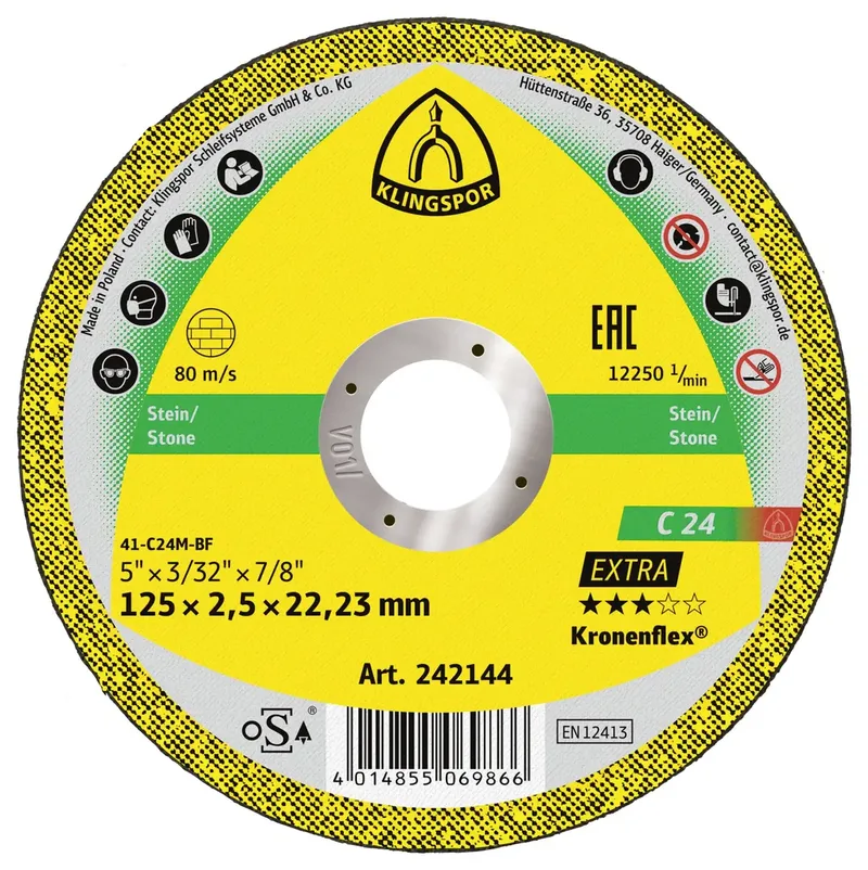 C 24 Extra 242144 Disque à tronçonner 125 mm 25 pc(s) Pierre, Béton de Klingspor – image du produit
