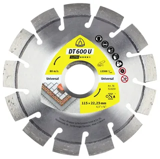 Diamanttrennscheibe DT 600 U Supra für Beton Kalksandstein Kurzverzahnung 115 x 2,4 x 22,23 mm von Klingspor – Produktbild 1 von 2