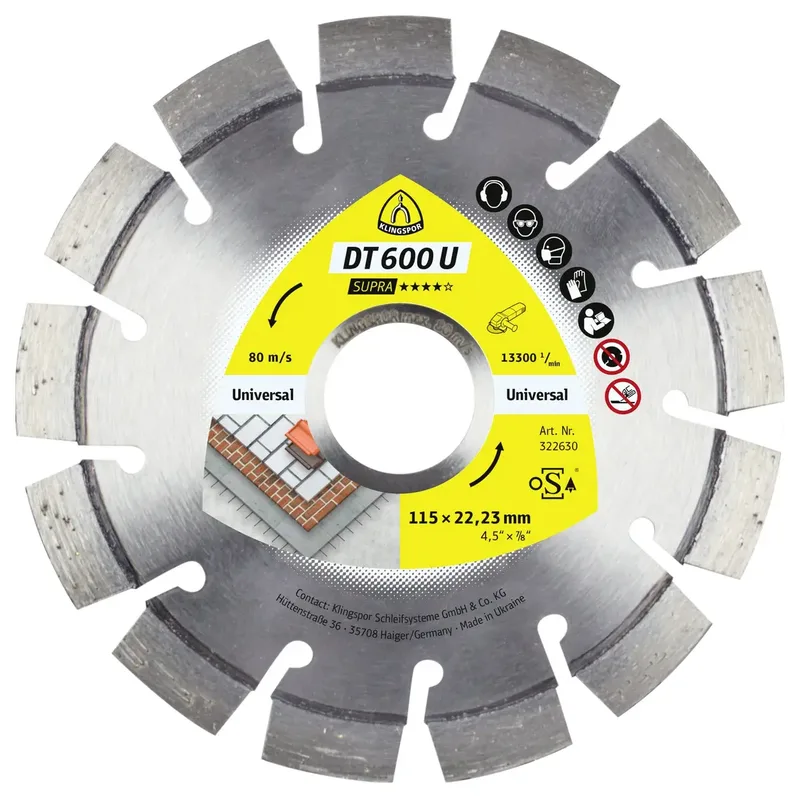 Diamanttrennscheibe DT 600 U Supra für Beton Kalksandstein Kurzverzahnung 115 x 2,4 x 22,23 mm von Klingspor – Produktbild 1 von 2