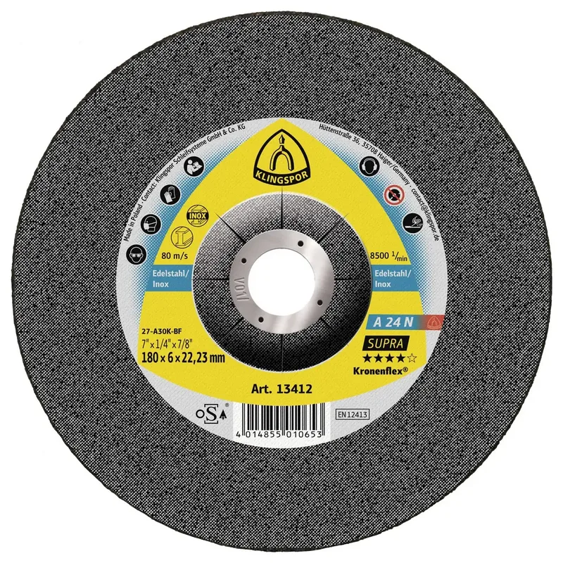 Klingspor 13432 A 24 N Supra Schruppscheibe Durchmesser 230 mm Bohrungs-Ø 22.23 mm Edelstahl 10 St. de Klingspor – image du produit