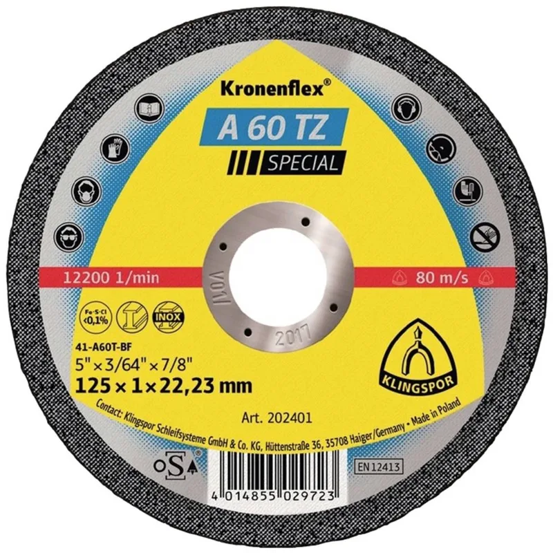 A 60 TZ Special 202401 Disque à tronçonner 125 mm 25 pc(s) acier inoxydable, acier de Klingspor – image du produit 1 sur 2