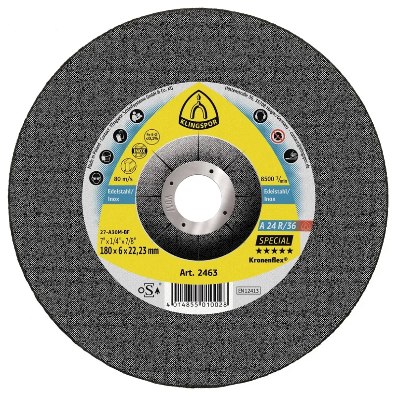 Klingspor 2463 A 24 R/36 Special Schruppscheibe Durchmesser 180 mm Bohrungs-Ø 22.23 mm Edelstahl 10 St. de Klingspor – image du produit