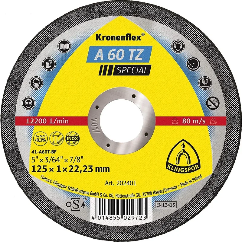 A 60 Extra 262937 Disque à tronçonner 125 mm 25 pc(s) acier inoxydable, acier de Klingspor – image du produit