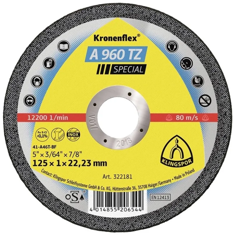 A 960 TZ Special 322181 Trennscheibe gerade 125 mm 25 St. Edelstahl von Klingspor – Produktbild 1 von 2