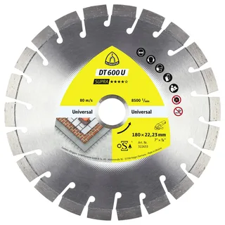 Klingspor 322633 DT 600 U Supra Diamanttrennscheibe Durchmesser 180 mm Bohrungs-Ø 22.23 mm Baustellenmaterialien, Beton, universal, Altbeton, armiert van Klingspor – productafbeelding 1 van 2