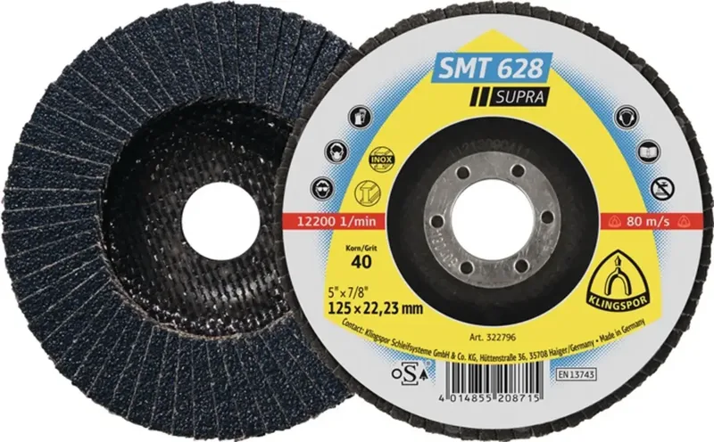 Klingspor 322790 SMT 628 Supra Disque segmenté Diamètre 115 mm Ø de perçage 22.23 mm Grain 40 INOX, acier 10 pc(s) de Klingspor – image du produit