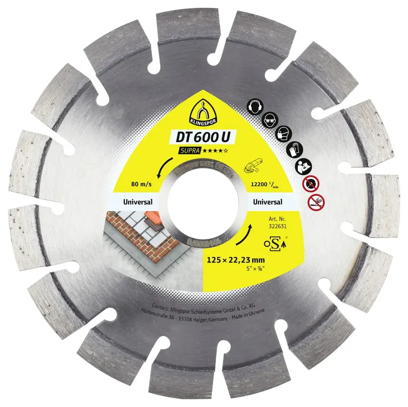 Klingspor 325025 DT 600 U Supra Diamanttrennscheibe Durchmesser 100 mm Bohrungs-Ø 16 mm Baustellenmaterialien, Beton, universal, Altbeton, armiert von Klingspor – Produktbild 1 von 2