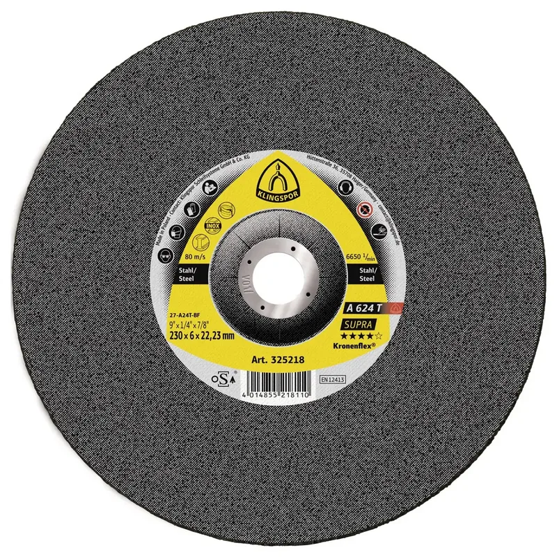 Klingspor 325218 A 624 T Supra Schruppscheibe Durchmesser 230 mm Bohrungs-Ø 22.23 mm Stahl, Edelstahl, Guss 10 St. von Klingspor – Produktbild