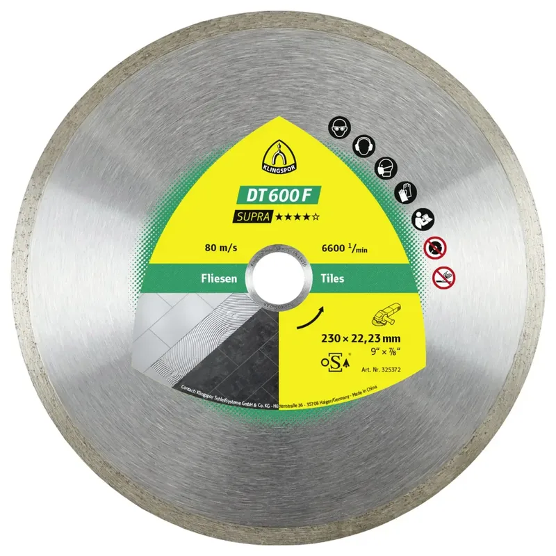 Klingspor 325369 DT 600 F Supra Diamanttrennscheibe Durchmesser 125 mm Bohrungs-Ø 22.23 mm Feinsteinzeug, Kacheln, Ofenkacheln, glasiert 1 St. von Klingspor – Produktbild