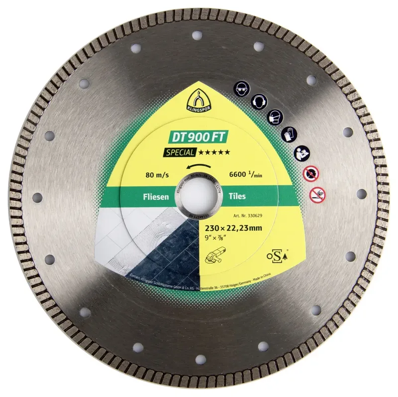 Klingspor 325392 DT 900 FT Special Diamanttrennscheibe Durchmesser 115 mm Bohrungs-Ø 22.23 mm Feinsteinzeug, Kacheln, Ofenkacheln, glasiert, Granit, Schiefer 1 de Klingspor – image du produit 1 sur 2