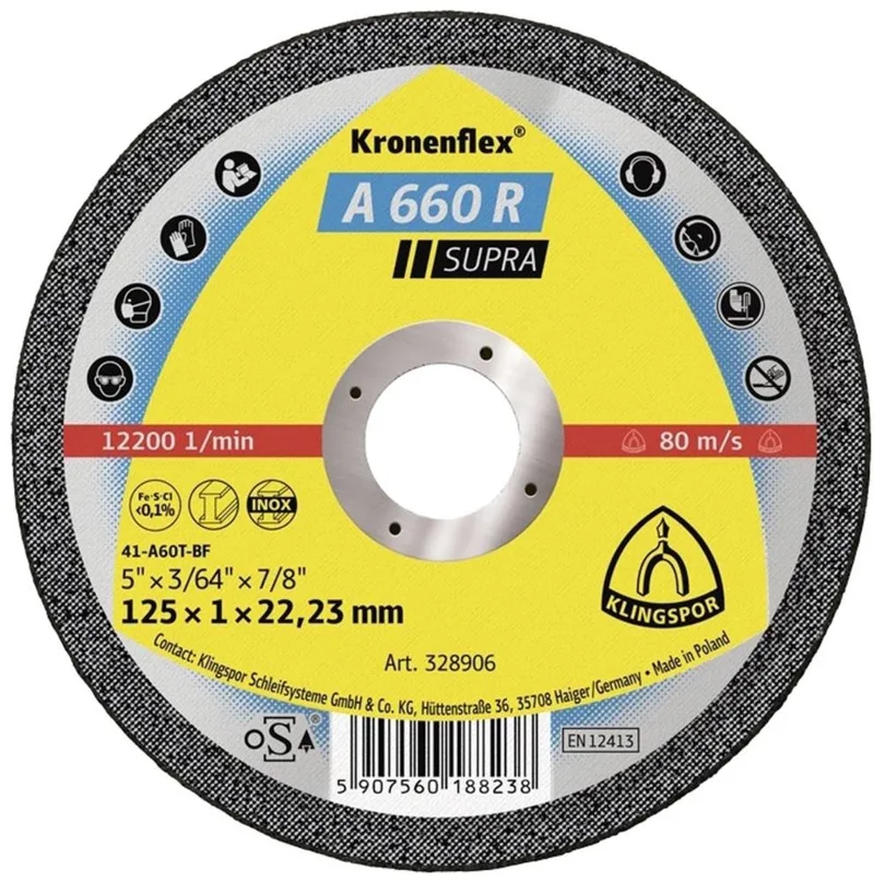 A 660 R Supra 328906 Trennscheibe gerade 125 mm 25 St. Edelstahl von Klingspor – Produktbild 1 von 2