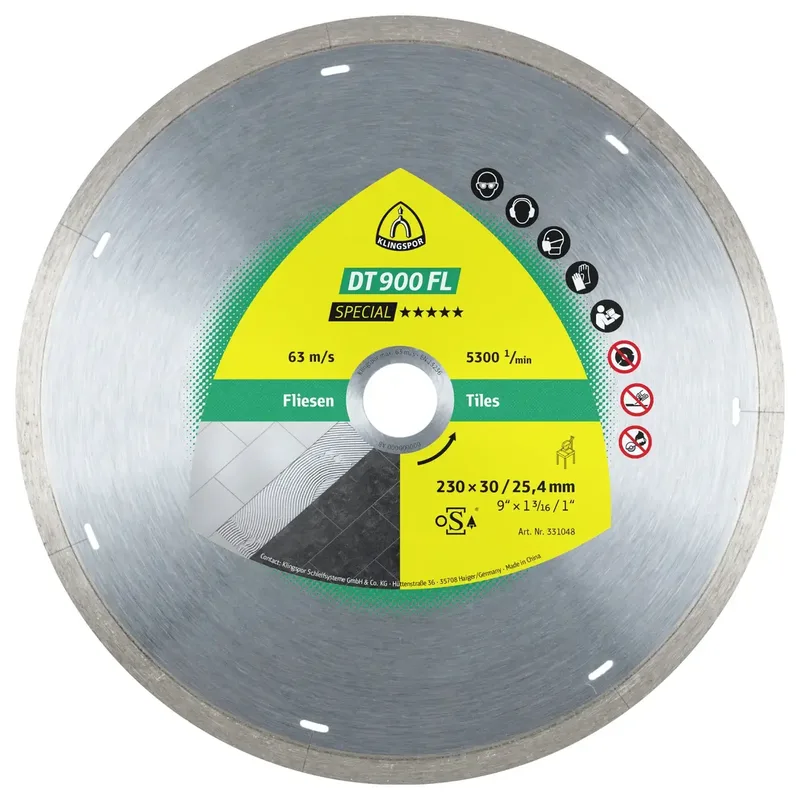 Klingspor 331042 DT 900 FL Special Diamanttrennscheibe Durchmesser 115 mm Bohrungs-Ø 22.23 mm Wandfliesen, Bodenfliesen, Porzellan, Keramik, Marmor von Klingspor – Produktbild