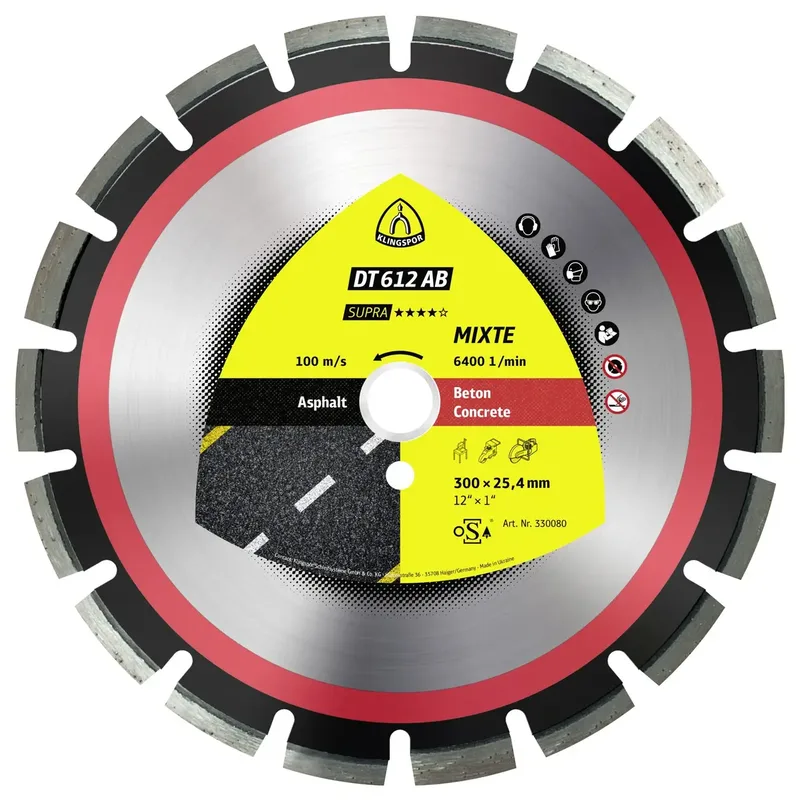 Klingspor 332345 DT 612 AB Supra Diamanttrennscheibe Durchmesser 350 mm Bohrungs-Ø 20 mm Asphalt, Beton 1 St. von Klingspor – Produktbild