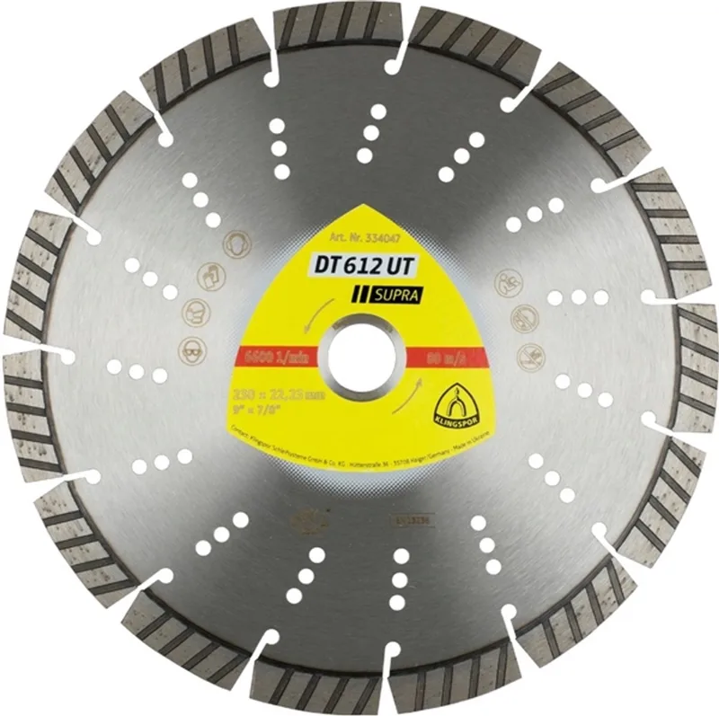 Klingspor 334047 DT 612 UT Supra Diamanten doorslijpschijf Diameter 230 mm Boordiameter 22.23 mm Bouwmaterialen, Beton fra Klingspor – produktbillede