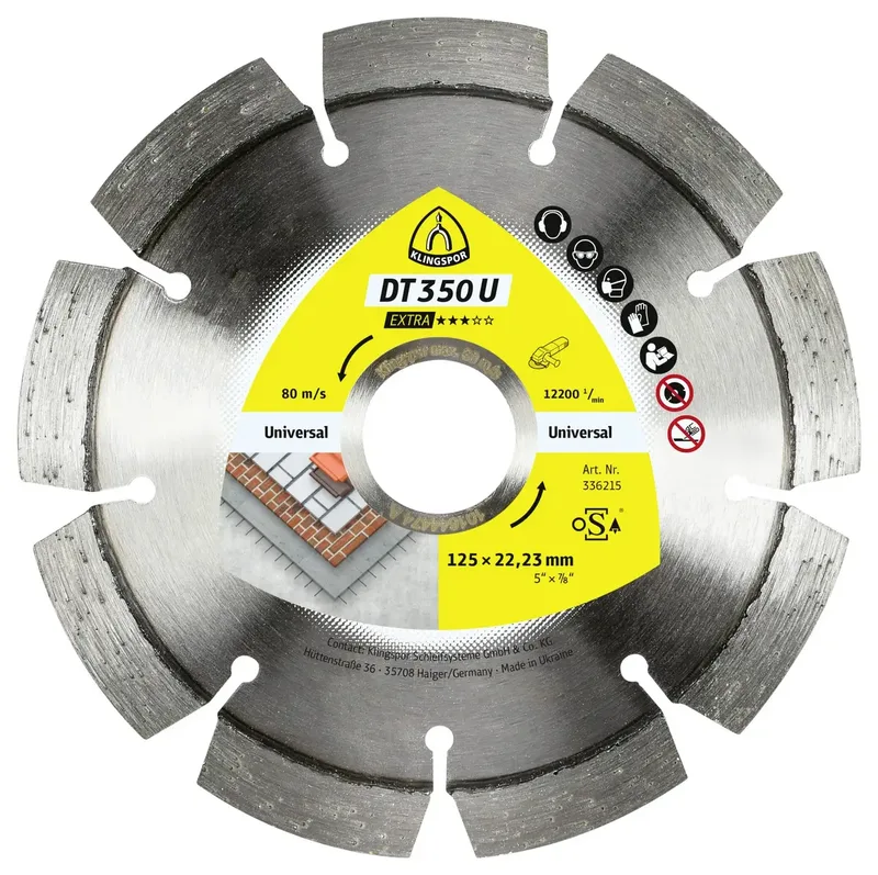 Klingspor 336215 DT 350 U Extra Diamanttrennscheibe Durchmesser 125 mm Bohrungs-Ø 22.23 mm Baustellenmaterialien, Beton, universal 1 St. fra Klingspor – produktbillede 1 af 2