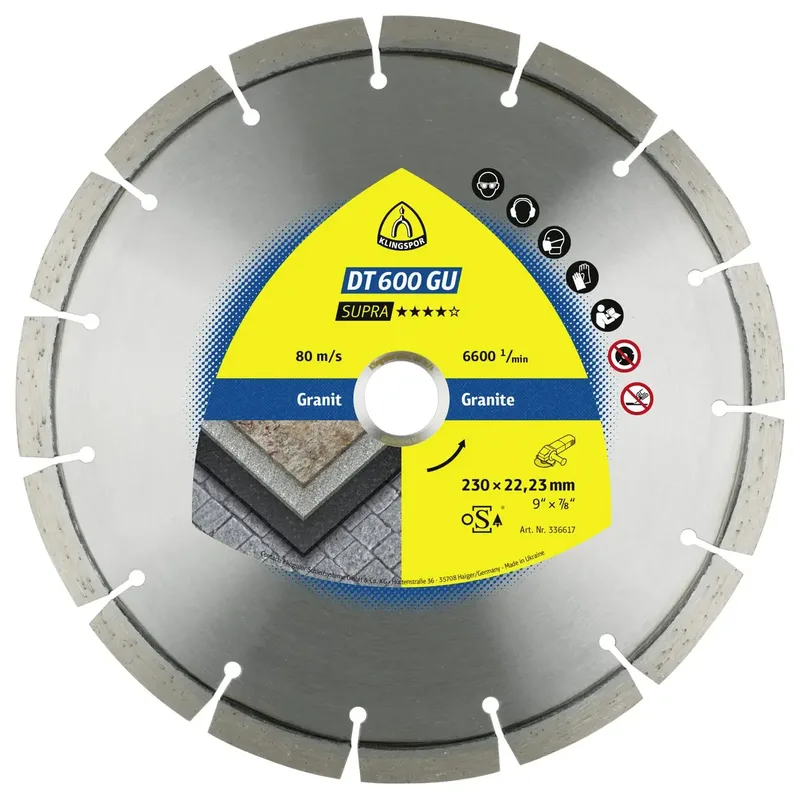Klingspor 336616 DT 600 GU Supra Disque à tronçonner diamanté Diamètre 180 mm Ø de perçage 22.23 mm Granite, Terazzo 1 pc(s) de Klingspor – image du produit