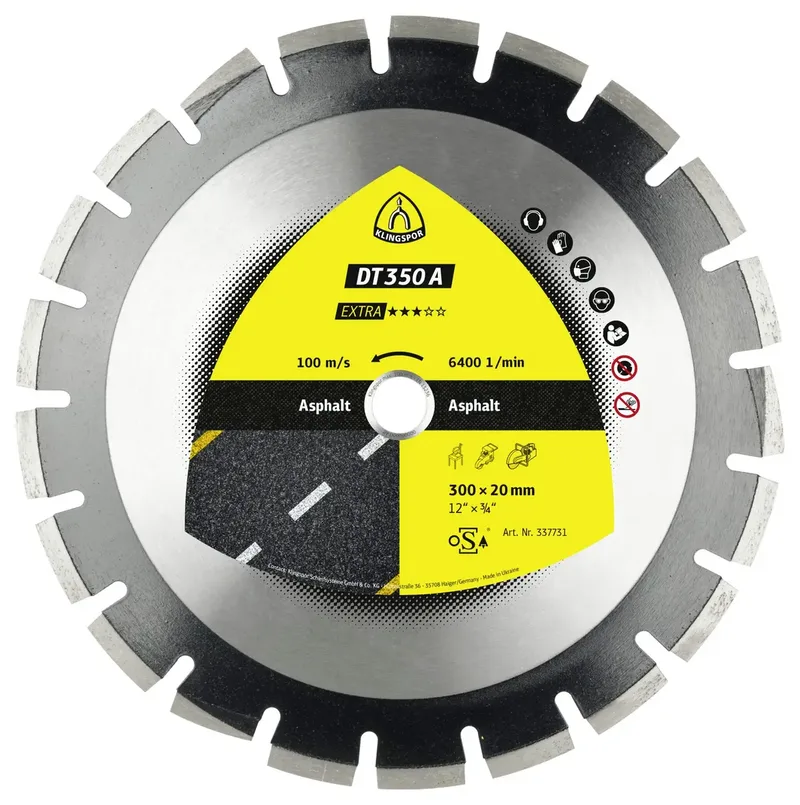 Klingspor 337732 DT 350 A Extra Diamanttrennscheibe Durchmesser 350 mm Bohrungs-Ø 20 mm Asphalt, Sandstein 1 St. de Klingspor – image du produit
