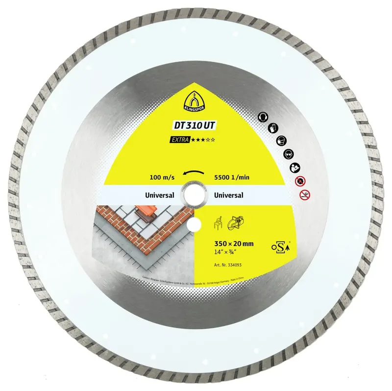 Klingspor 339121 DT 310 UT Extra Disque à tronçonner diamanté Diamètre 300 mm Ø de perçage 25.4 mm Matériaux de chantier, Béton universel 1 pc(s) de Klingspor – image du produit