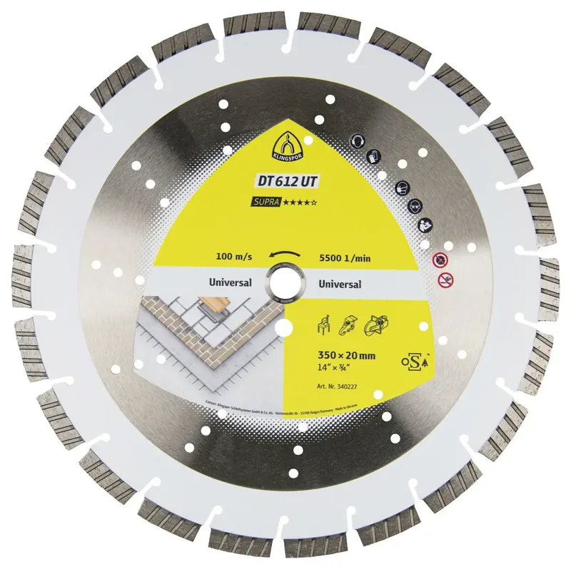 Klingspor 347482 DT 612 UT Supra Diamanttrennscheibe Durchmesser 400 mm Bohrungs-Ø 20 mm Beton, universal, Altbeton, armiert, Baustellenmaterialien 1 St. von Klingspor – Produktbild