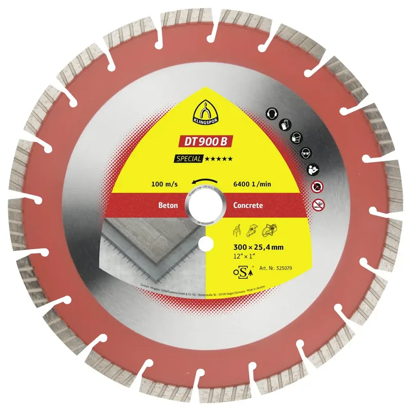 Klingspor 347490 DT 900 B Special Diamanttrennscheibe Durchmesser 400 mm Bohrungs-Ø 25.4 mm Altbeton, armiert, Beton, universal, Baustellenmaterialien 1 St. von Klingspor – Produktbild
