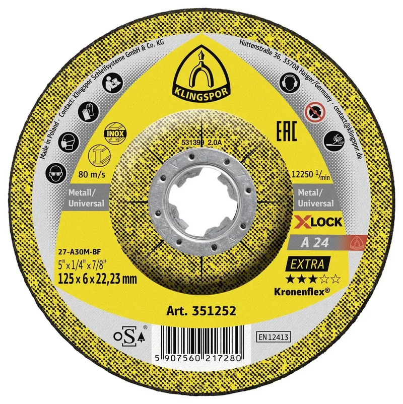 Klingspor 351252 A 24 Extra Schruppscheibe Durchmesser 125 mm Bohrungs-Ø 22.23 mm Metall 10 St. de Klingspor – image du produit 1 sur 2