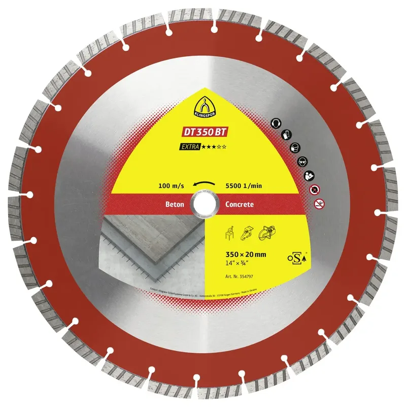 Klingspor 354796 DT 350 BT Extra Diamanttrennscheibe Durchmesser 300 mm Bohrungs-Ø 25.4 mm Beton 1 St. fra Klingspor – produktbillede
