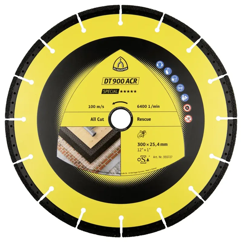 Klingspor 355727 DT 900 ACR Special Diamanttrennscheibe Durchmesser 300 mm Bohrungs-Ø 25.4 mm Baustellenmaterialien, Beton, universal, Glas, Holzwerkstoffe de Klingspor – image du produit 1 sur 2