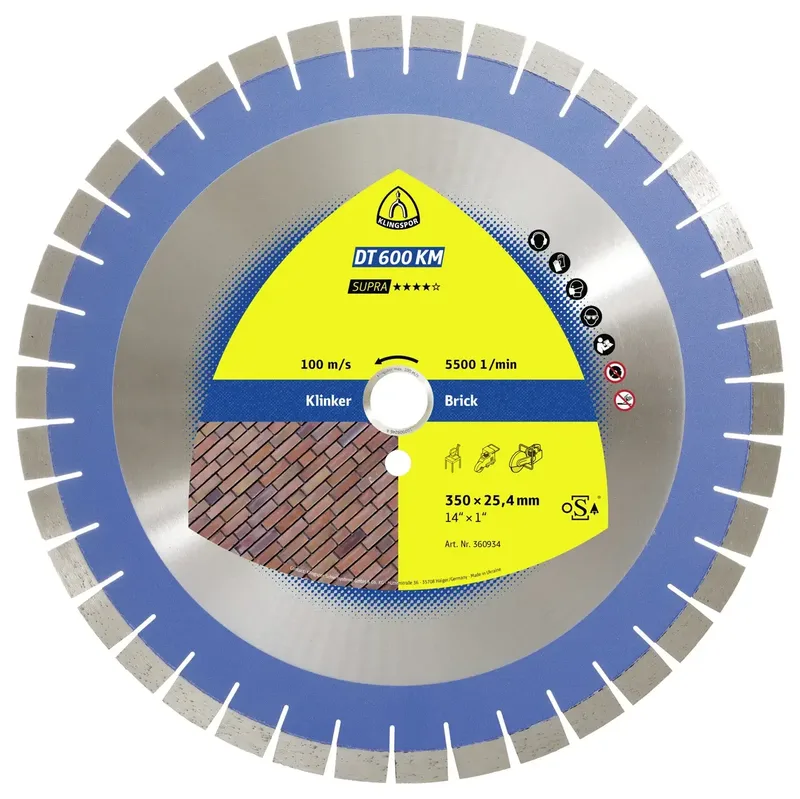 Klingspor 360934 DT 600 KM Supra Disque à tronçonner diamanté Diamètre 350 mm Ø de perçage 25.4 mm Brique réfractaire à dureté moyenne 1 pc(s) de Klingspor – image du produit