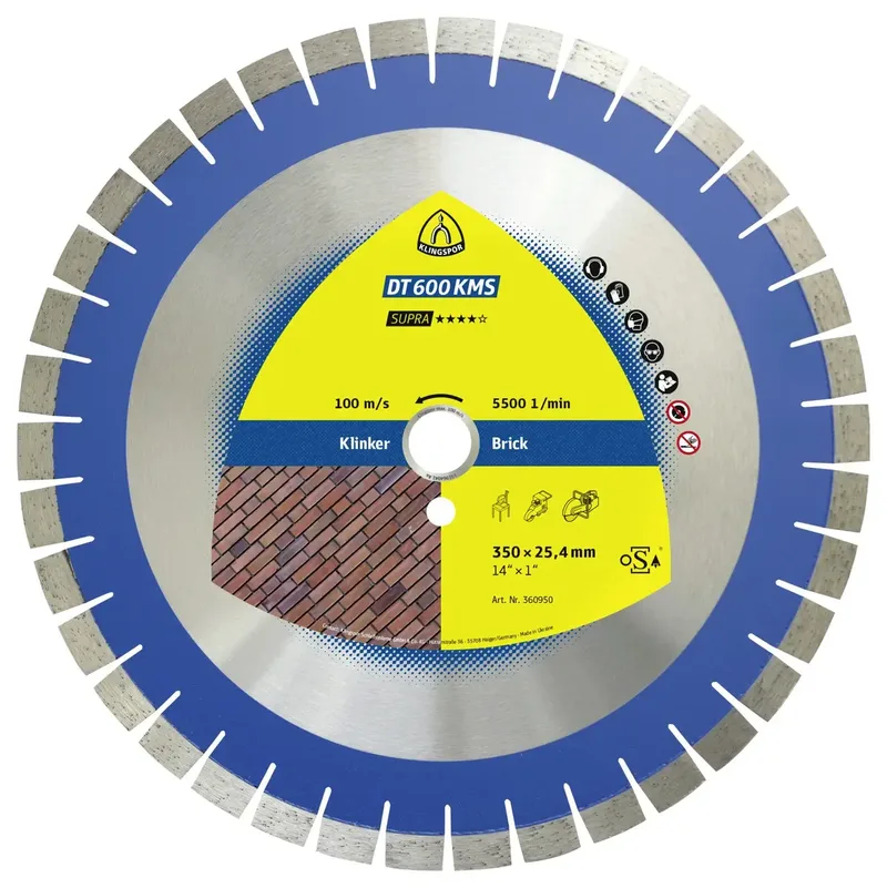 Klingspor 360950 DT 600 KMS Supra Disque à tronçonner diamanté Diamètre 350 mm Ø de perçage 25.4 mm Brique réfractaire à dureté moyenne 1 pc(s) de Klingspor – image du produit