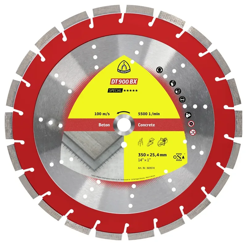 Klingspor 369575 DT 900 BX Special Diamanttrennscheibe Durchmesser 400 mm Bohrungs-Ø 25.4 mm Altbeton, armiert, Beton, universal, Baustellenmaterialien de Klingspor – image du produit
