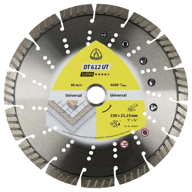 Klingspor 383487 DT 612 UT Supra Diamanttrennscheibe Durchmesser 230 mm Bohrungs-Ø 22.23 mm Baustellenmaterialien, Beton, universal, Altbeton, armiert de Klingspor – image du produit