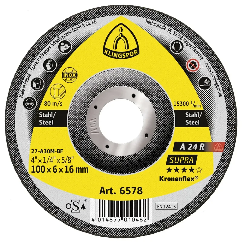 Klingspor 6578 A 24 R Supra Schruppscheibe Durchmesser 100 mm Bohrungs-Ø 16 mm Stahl 10 St. de Klingspor – image du produit