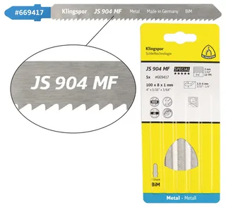 Klingspor 669417 JS 904 MF Stichsägeblätter, 100 x 8 x 1 mm Nutzlänge 75Bi-Metall, gefräst, gewellt , 12 Zähne pro Zoll, SB-verpackt im Karton 5 St. de Klingspor – image du produit 1 sur 2