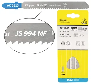 Klingspor 670323 JS 994 MF Stichsägeblätter, 90 x 8 x 1 mm Nutzlänge 63Bi-Metall, gefräst, gewellt , 11-13 Zähne pro Zoll, SB-verpackt im Karton 5 St. by Klingspor – product image 1 of 2