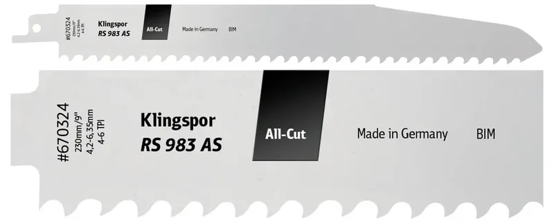 Klingspor 670324 RS 983 AS Säbelsägeblätter, 230 x 25,4 x 1,57 mm Nutzlänge 210Bi-Metall, gefräst, geschränkt , 4-6 Zähne pro Zoll, SB-verpackt im Karton de Klingspor – image du produit 2 sur 2