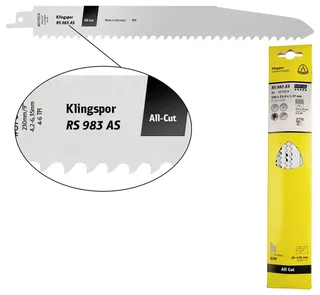 Klingspor 670324 RS 983 AS Säbelsägeblätter, 230 x 25,4 x 1,57 mm Nutzlänge 210Bi-Metall, gefräst, geschränkt , 4-6 Zähne pro Zoll, SB-verpackt im Karton de Klingspor – image du produit 1 sur 2