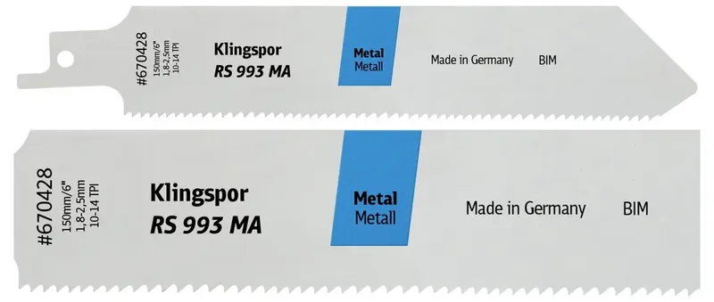Klingspor 670428 RS 993 MA Säbelsägeblätter, 150 x 25,4 x 0,9 mm Nutzlänge 130Bi-Metall, gefräst, geschränkt , 10-14 Zähne pro Zoll, SB-verpackt im Karton fra Klingspor – produktbillede 2 af 2