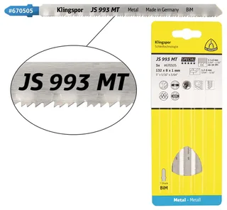 Klingspor 670505 JS 993 MT Stichsägeblätter, 132 x 8 x 1 mm Nutzlänge 110Bi-Metall, gefräst, gewellt , 16-25 Zähne pro Zoll, SB-verpackt im Karton 5 St. de Klingspor – image du produit 1 sur 2