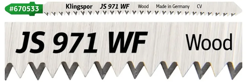 Klingspor 670533 JS 971 WF Stichsägeblätter, 132 x 8 x 1,45 mm Nutzlänge 110Crom-Vanadium, kreuzgeschliffen, konisch , 12 Zähne pro Zoll, SB-verpackt im Karton de Klingspor – image du produit 2 sur 2