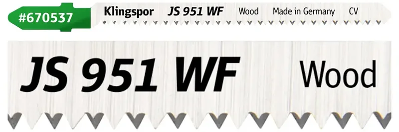 Klingspor 670537 JS 951 WF Stichsägeblätter, 100 x 8 x 1,45 mm Nutzlänge 75Crom-Vanadium, kreuzgeschliffen, konisch , 18 Zähne pro Zoll, SB-verpackt im Karton von Klingspor – Produktbild 2 von 2