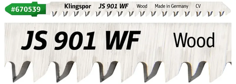 Klingspor 670539 JS 901 WF Stichsägeblätter, 115 x 8 x 1,45 mm Nutzlänge 90Crom-Vanadium, kreuzgeschliffen, konisch , 9 Zähne pro Zoll, SB-verpackt im Karton 5 von Klingspor – Produktbild 2 von 2