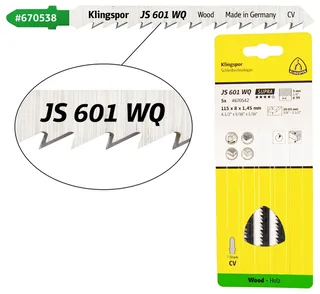 Klingspor 670542 JS 601 WQ Stichsägeblätter, 115 x 8 x 1,45 mm Nutzlänge 90Crom-Vanadium, kreuzgeschliffen, konisch , 8 Zähne pro Zoll, SB-verpackt im Karton 5 von Klingspor – Produktbild 1 von 2